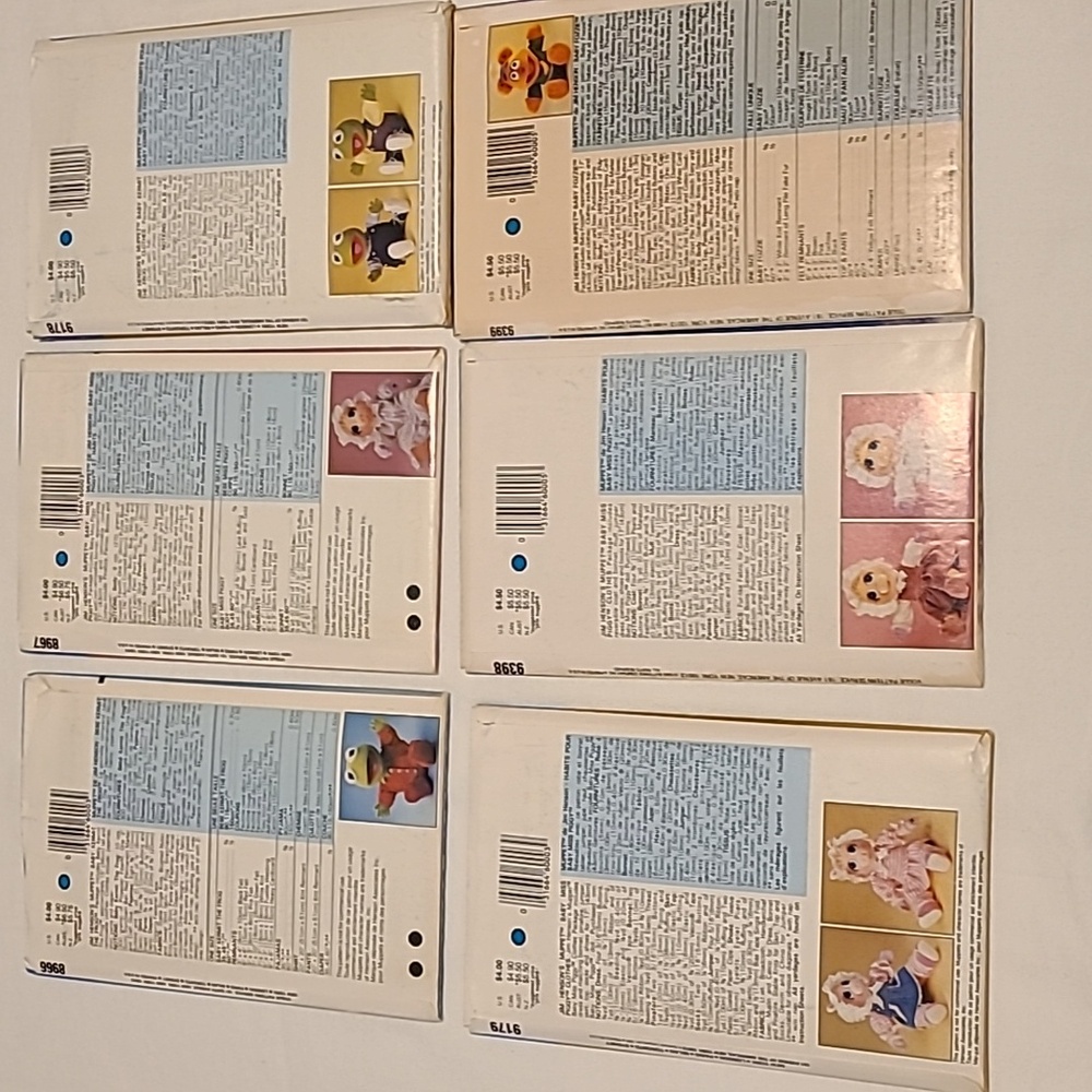 Muppet Babies Vogue Sewing Patterns 6, Uncut Kermit Miss Piggy Fozzie Jim Henson - Picture 2 of 12